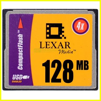 Scheda compact flash Lexar Media 128Mb. CF 128 Megabyte. Memory Card. Memoria.
