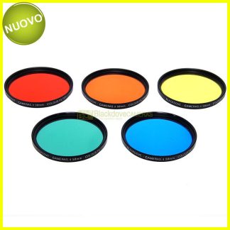 Set 6 Filtri Colorati 62 Mm Per Obiettivo – Rosso, Arancione, Giallo, Verde, Blu, Viola – Doppia Filettatura + Kit Pulizia
