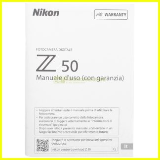 Nikon Z50 Manuale di Istruzioni Originale Italiano – Libretto Uso