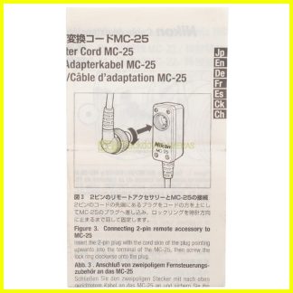 Manuale per Nikon Adapter Cord MC-25 Instruction english Fr Es De Jp Ck Ch