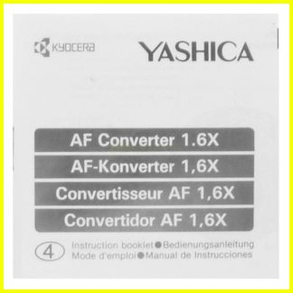 Home page 14 Yashica AF Converter 1.6x instruction manual - ENGLISH DE FR ES