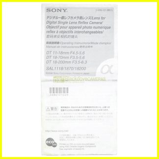 Sony DT 11/18mm f4,5-5,6 18/70mm f3,5-5,6 18/200mm f3,5-6,3 manual ENGLISH FR