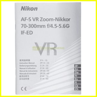 Manuale per Nikon AF-S  Nikkor 70/300mm f4,5-5,6 G IF ED VR Italiano E G F S J