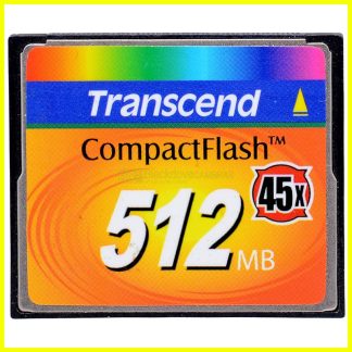 Scheda compact flash Transcend 512Mb 45x. CF 512 Megabyte. Memory Card