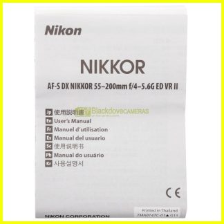 Manuale per Nikon AF-S DX Nikkor 55/200mm f4-5,6 G ED VR II English G F S J